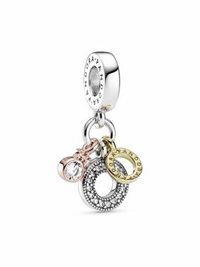 Pandora Two-Tone Dangle Circle Charm in Silver, Rose & Gold